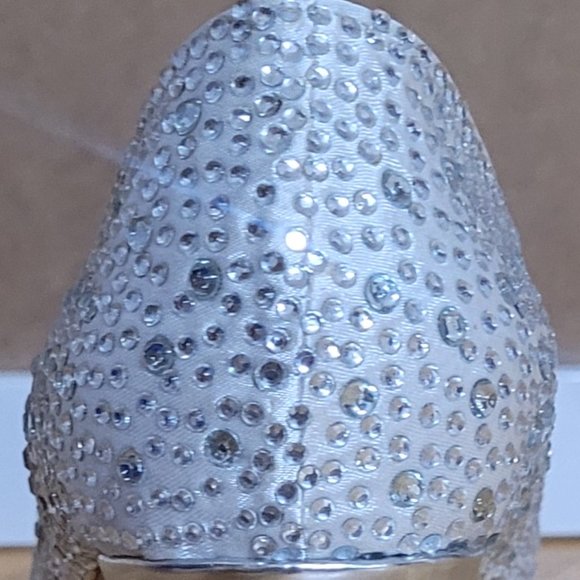 Women's Sexy Rhinestone and Rivets Peep-Toe Platform Heels - White - Picture 8 of 9